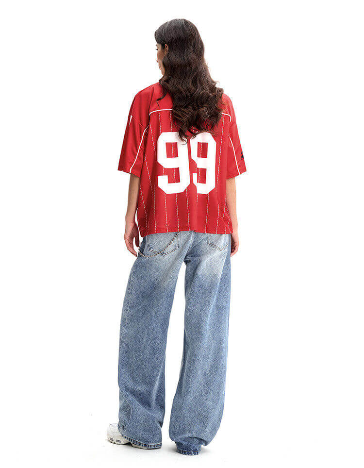 F3F Select Stitch Stripe Mesh V Neck Short Sleeve Soccer Jersey