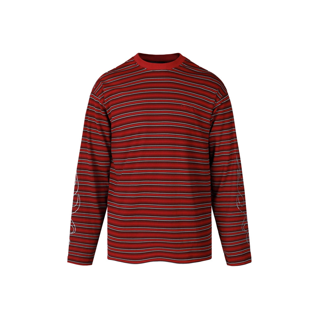S45 Rhinestone Flame Stripe Long Sleeve Tee