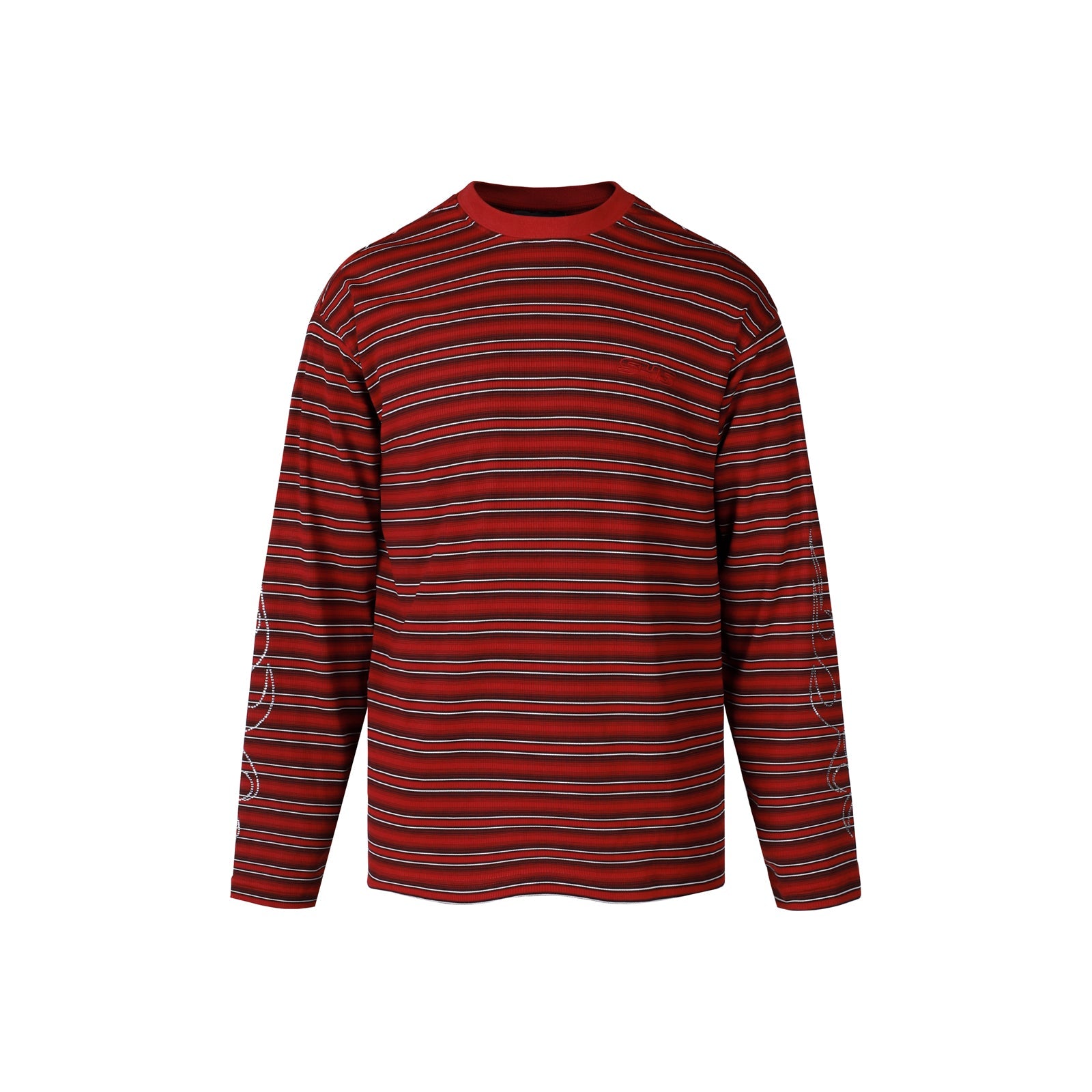 S45 Rhinestone Flame Stripe Long Sleeve Tee