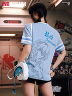 MEDM x EVA NEVER END Character Sketch Print Name Embroidered V Neck Tee
