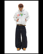 NOVACAM Vintage Monogram Print Zip Up Hoodie