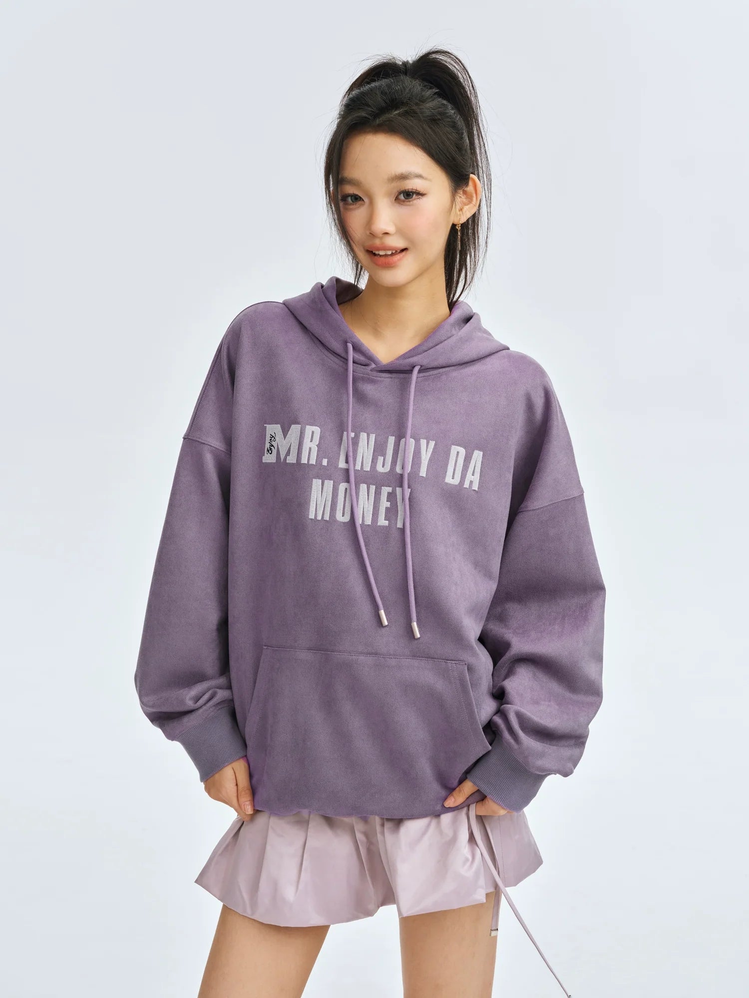 MEDM Basic Letter Logo Suede Hoodie