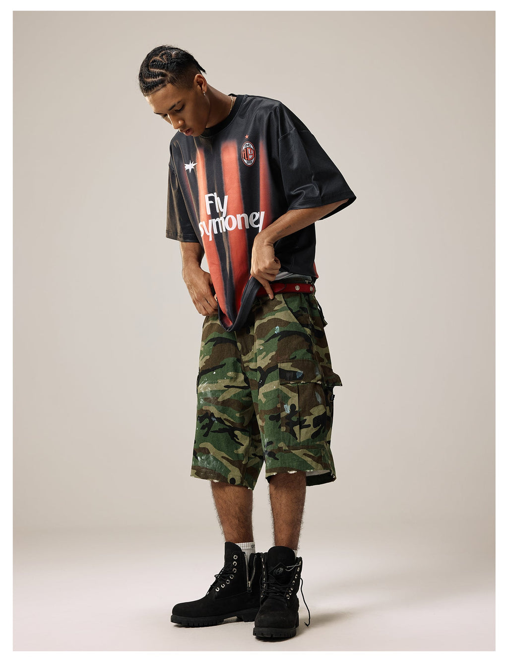 Remedy Paint Stained Camouflage Work Cargo Shorts