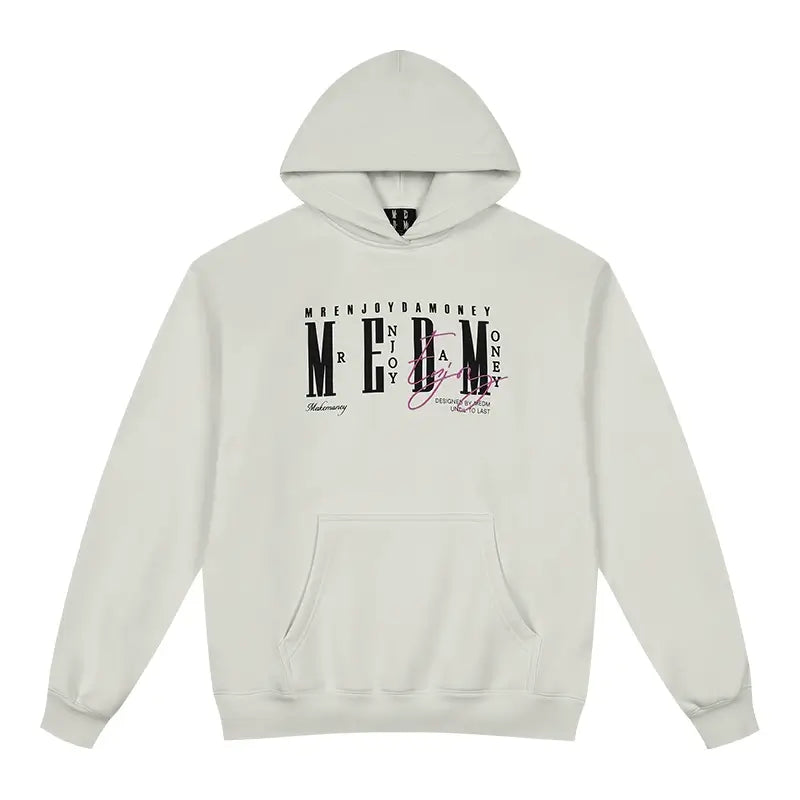MEDM Logo Print and Embroidered Lettering Hoodie