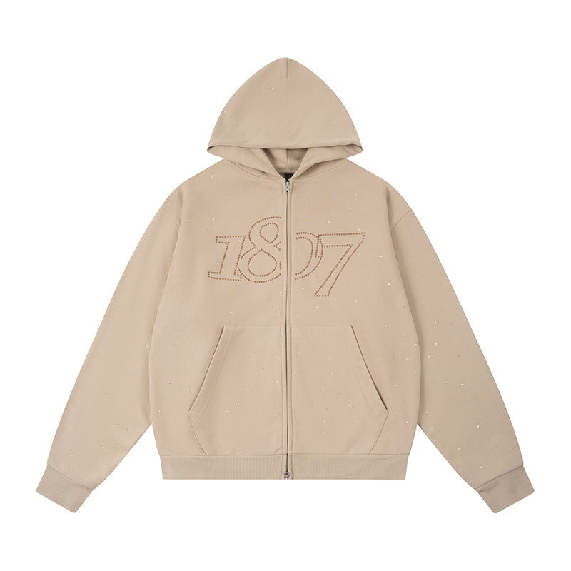 1807 Logo Studs Zip Up Hoodie