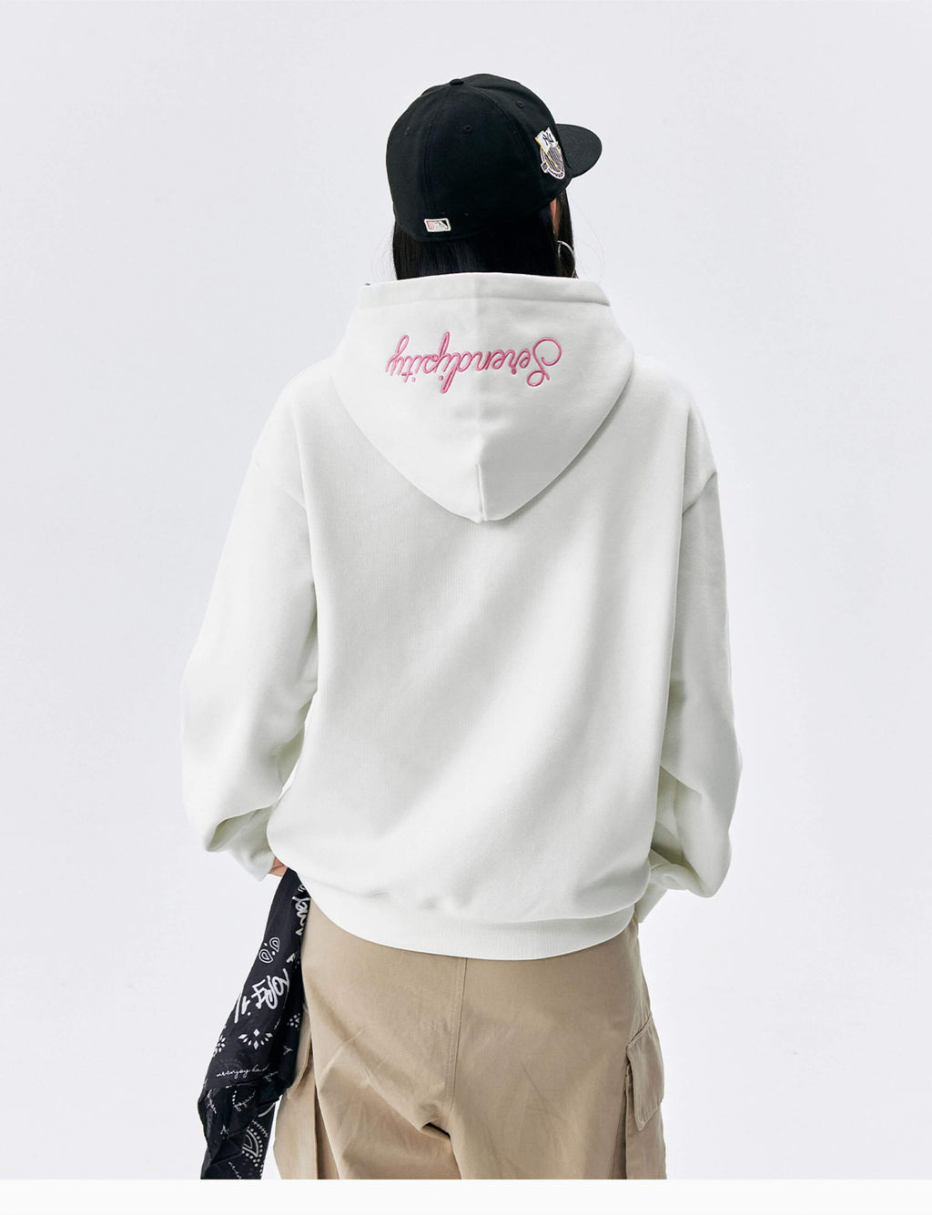 MEDM Basic One Point Embroidered Logo Oversized Hoodie
