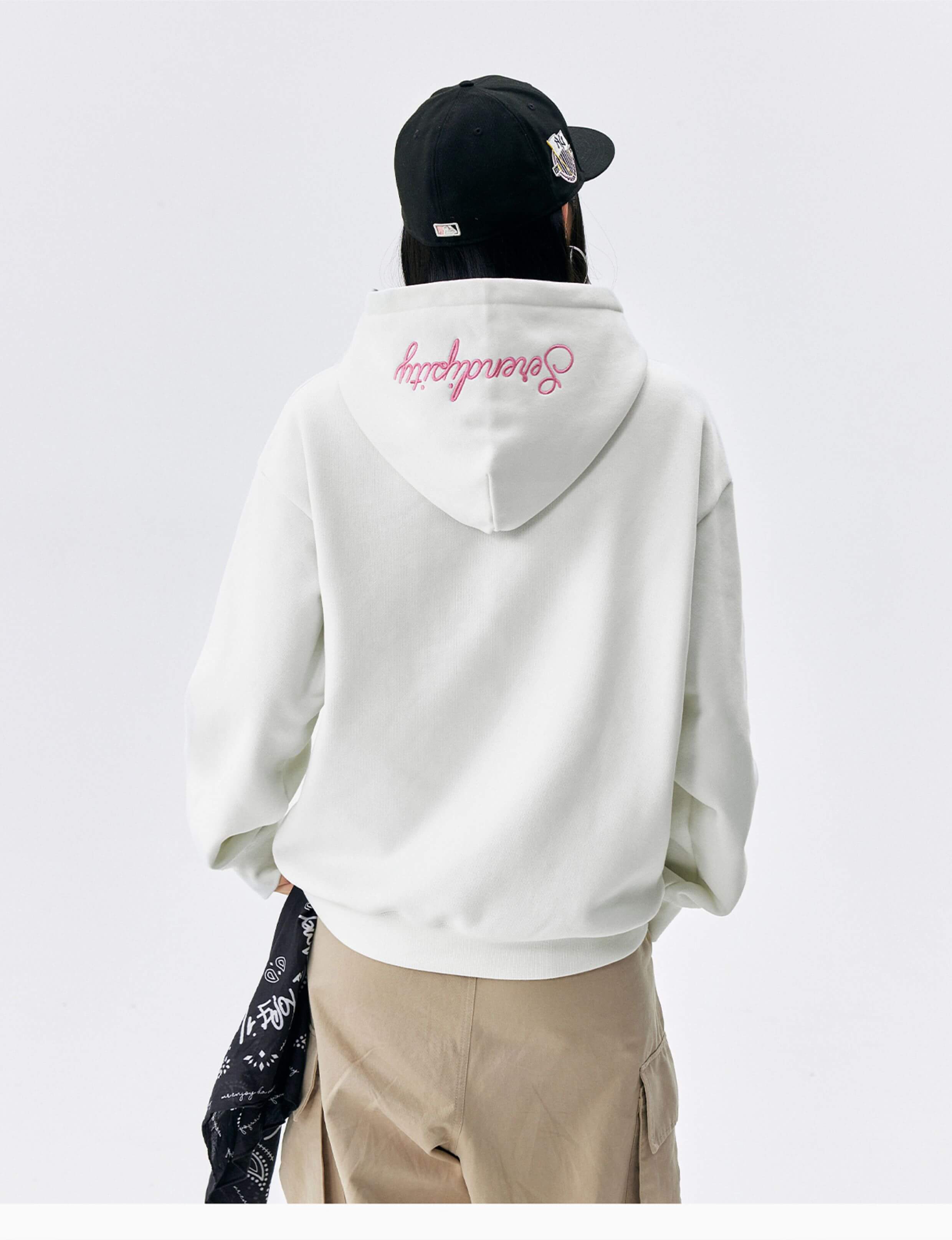 MEDM Basic One Point Embroidered Logo Oversized Hoodie