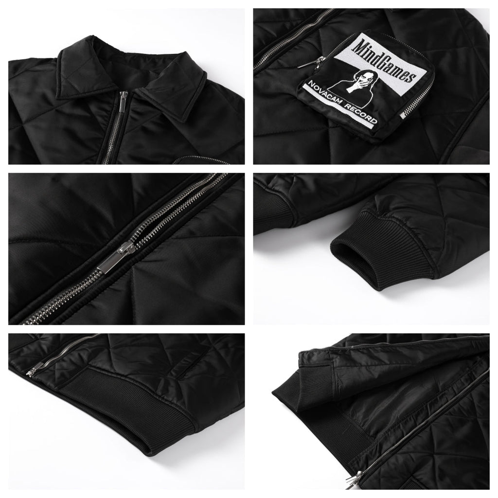 NOVACAM Diamond Plaid Quilted Puffer Jacket
