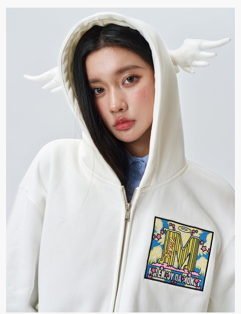 MEDM Angel & Devil Horns Zip-Up Hoodie
