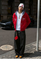 STEEPC Plaid Lined Red Hooded Jacket