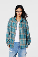 Achock Blue Plaid Long Sleeved Flannel Shirt