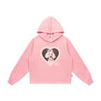 EMPTY REFERENCE Lace Heart Puppy Print Hoodie