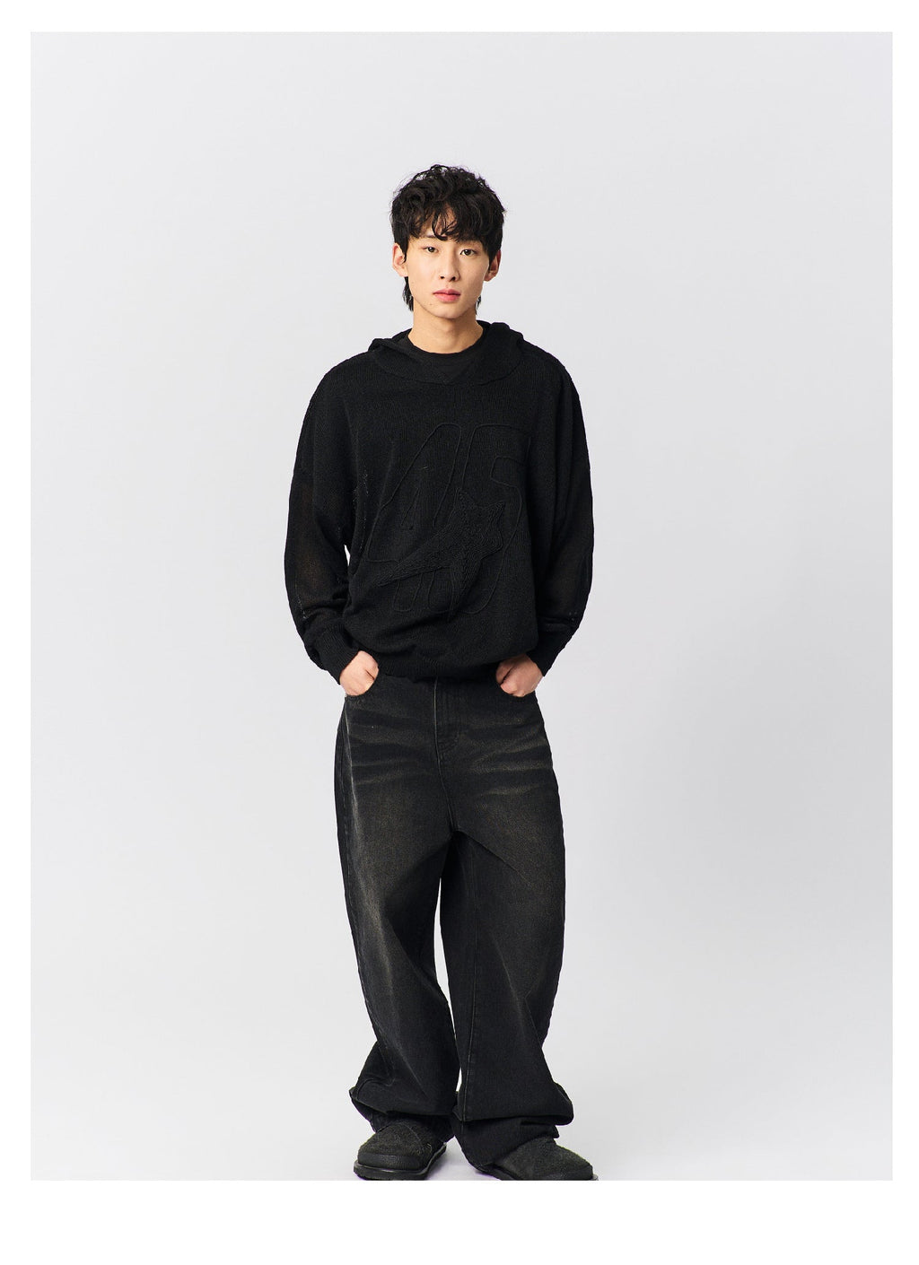 S45 Star Logo Mesh Knit Hoodie