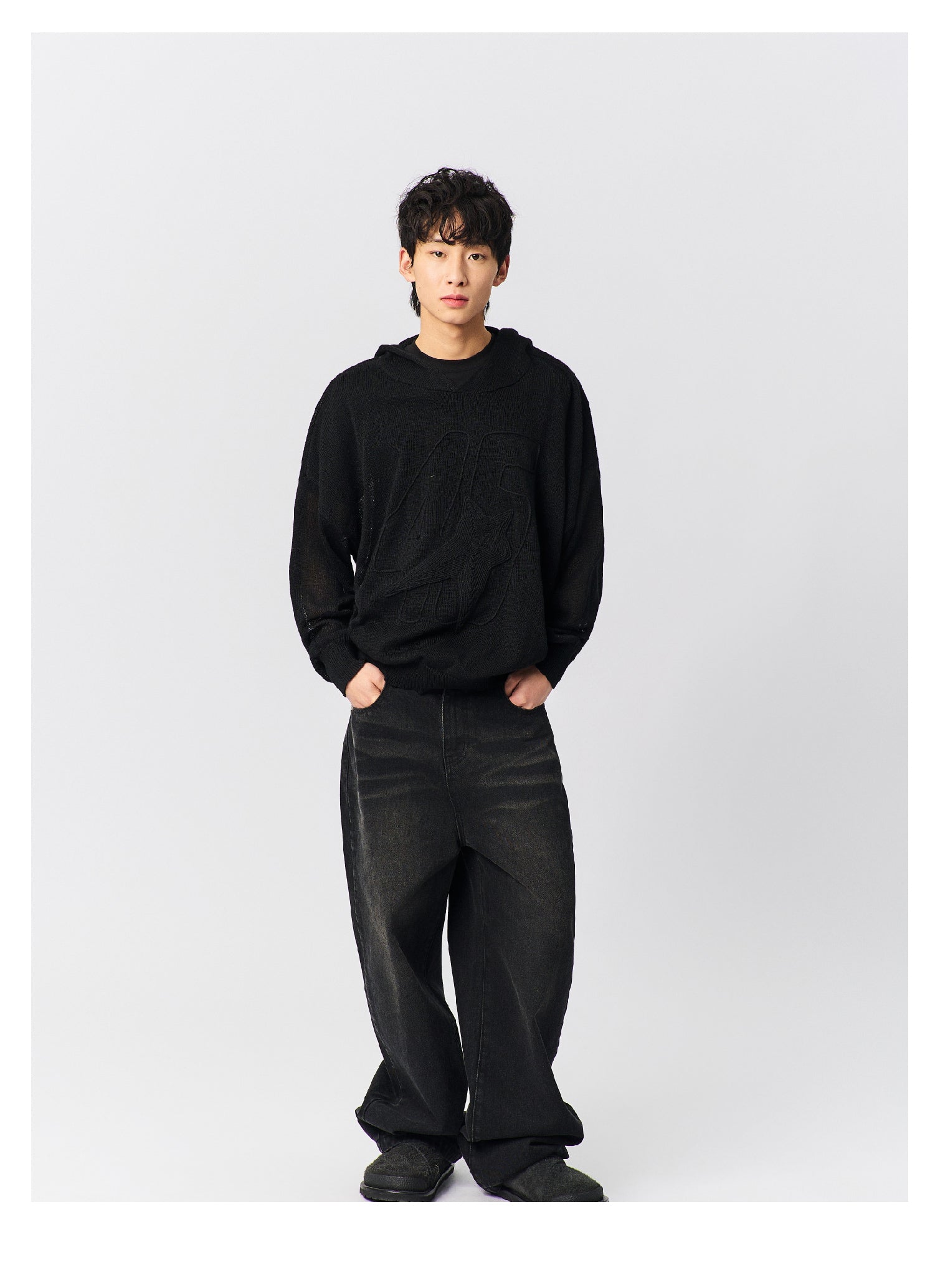 S45 Star Logo Mesh Knit Hoodie