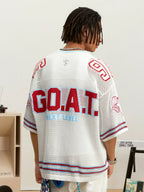 Small Town Kid Mesh Knit V Neck Rugby Jersey