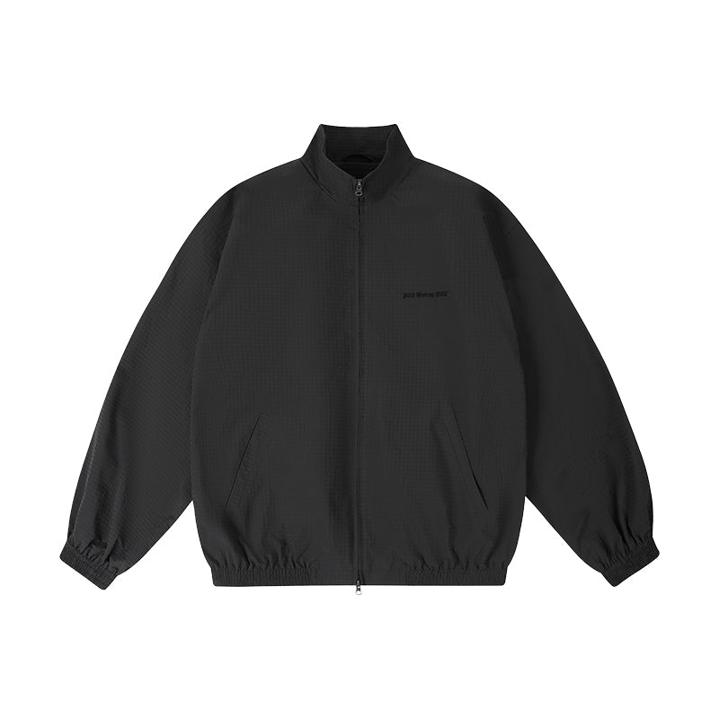 1807 Textured Plaid Fabric Track Jacket