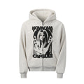 NOVACAM Vintage Print Zip Up Hoodie