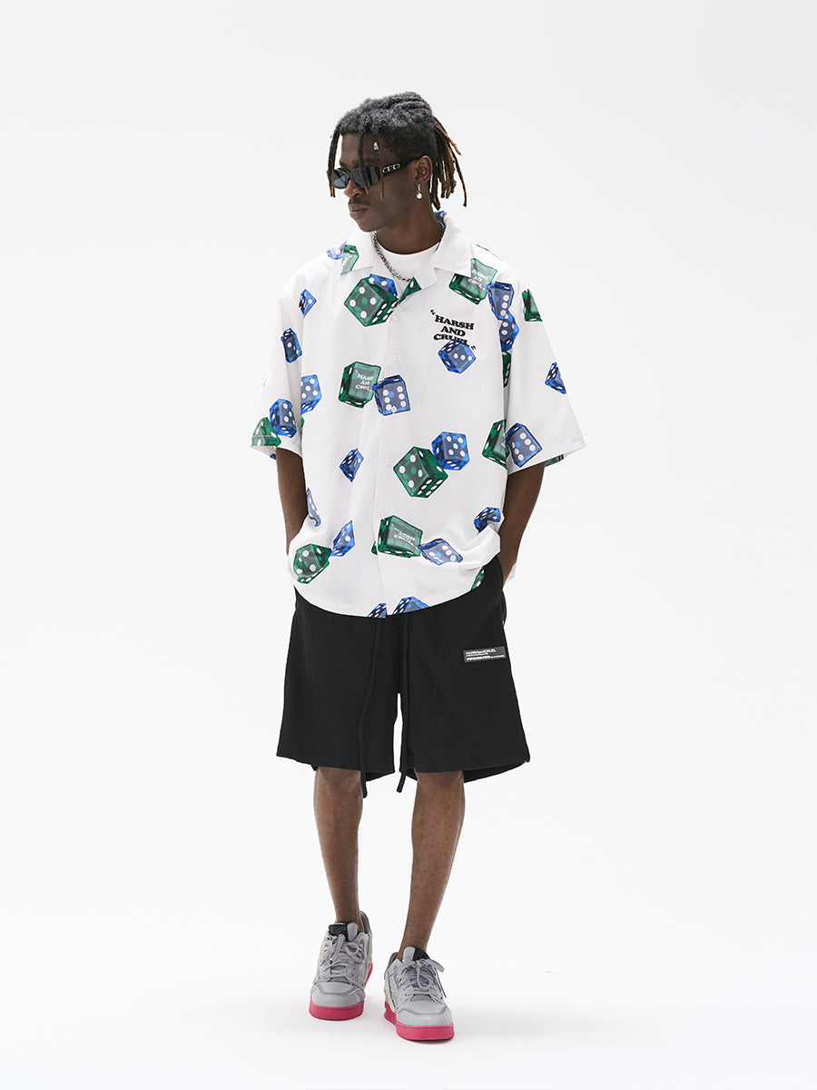 Harsh and Cruel 3D Dice Print Cuban Shirt