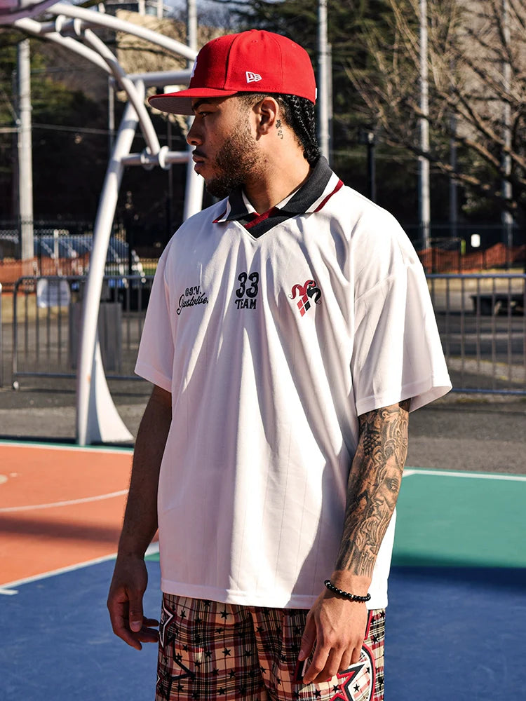 JUST VIBE Logo Soccer Jersey Polo Shirt