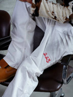 TGFCLUB Kill Graffiti Distressed White Flared Jeans