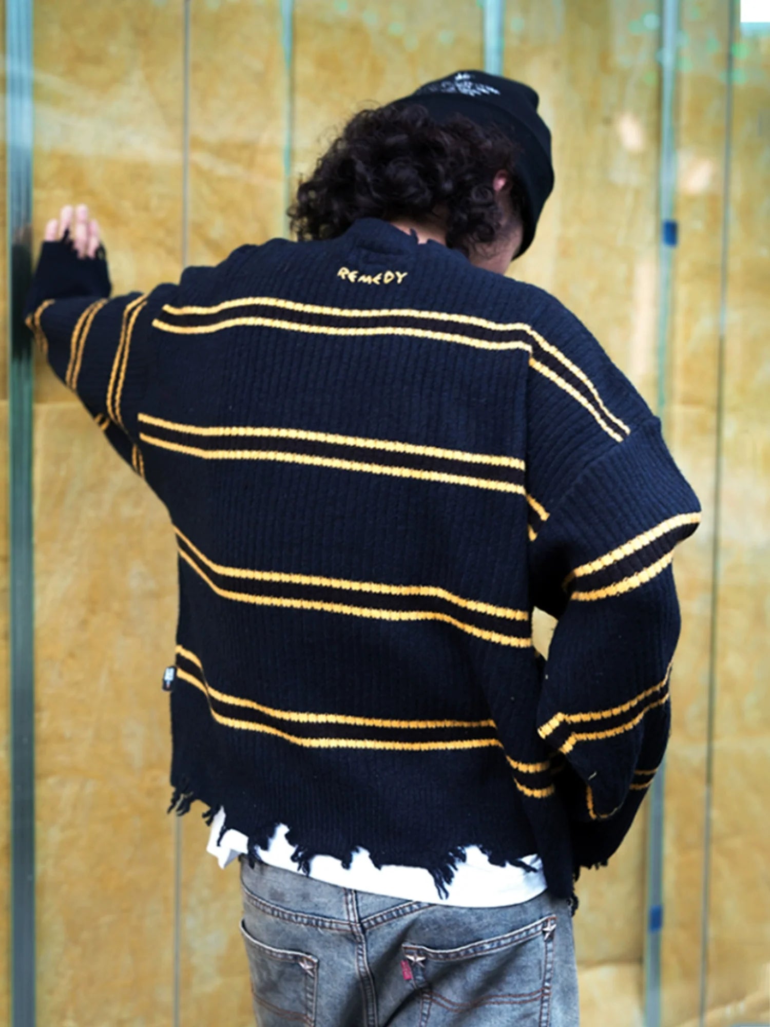 Remedy Striped Distressed Knit Sweater