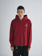 RUSURE Vintage Print Zip Up Hoodie