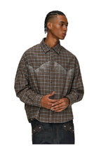 ANTIDOTE Rhinestone Flannel Plaid Long Sleeve Shirt