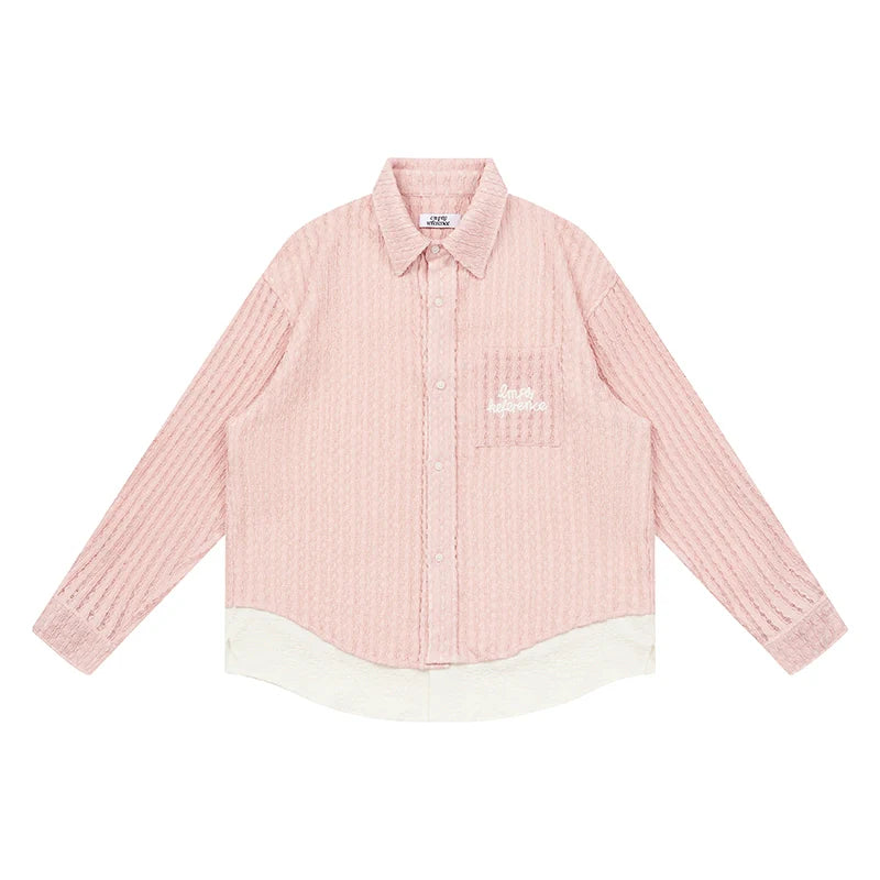 EMPTY REFERENCE Pink Faux Two Piece Long Sleeve Shirt