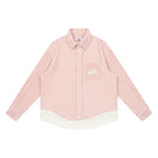 EMPTY REFERENCE Pink Faux Two Piece Long Sleeve Shirt