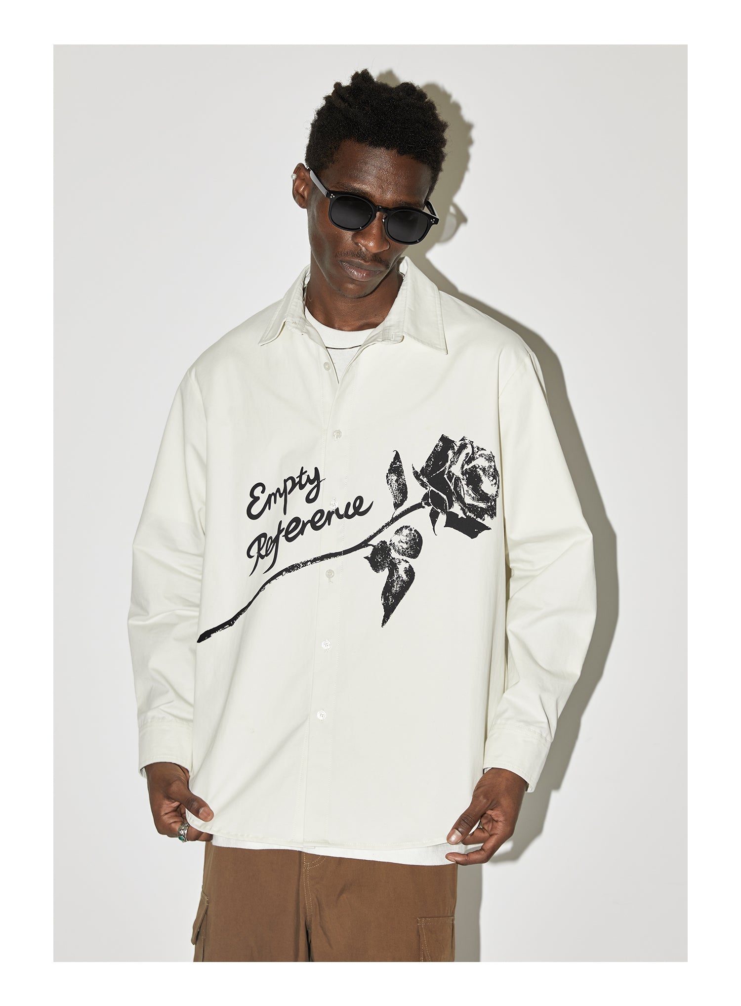 EMPTY REFERENCE Night Rose Print Long Sleeved Shirt