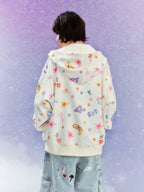 MEDM Graffiti Flower Full Print Zip Up Hoodie