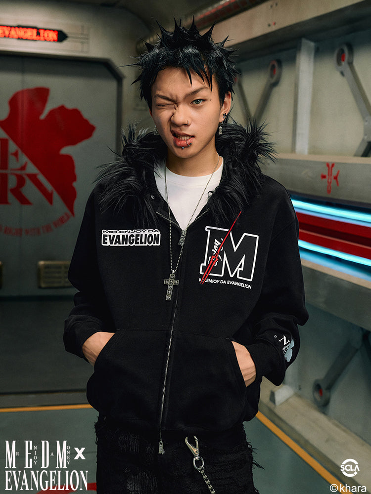 MEDM x EVA Lilith Removable Fur Zip-Up Hoodie