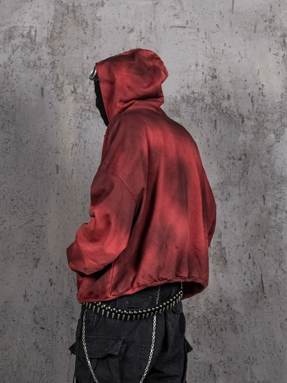 UNDERWATER Ashes Red Dirty Dye Old Deconstructed Destruction Hoodie