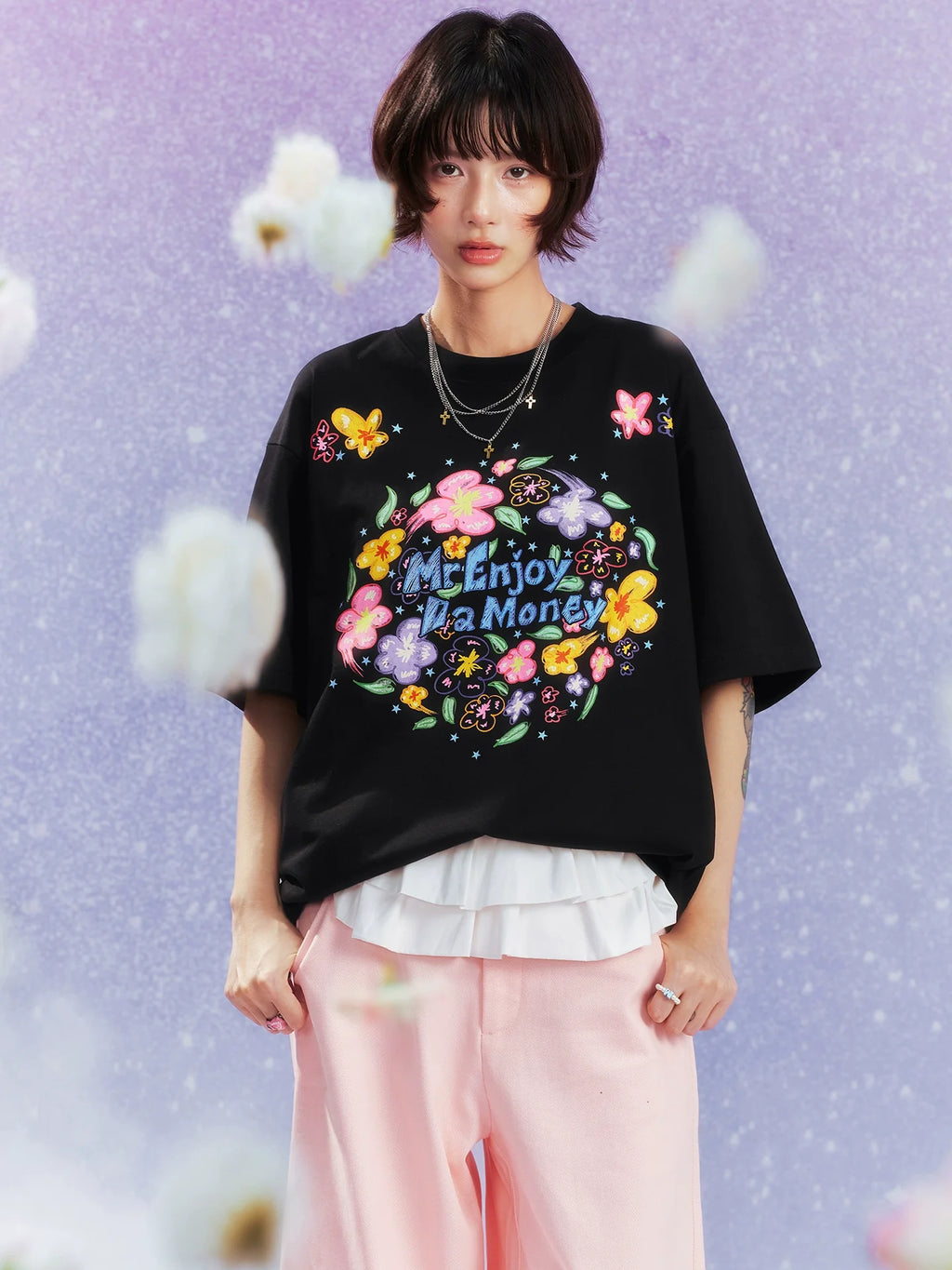 MEDM Graffiti Flower Print Tee
