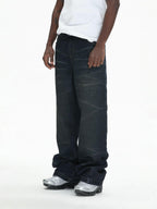 UNTILWERICH Vintage Whiskered Washed Distressed Jeans