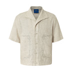 YADcrew Linen Blend Embroidered Short Sleeve Shirt
