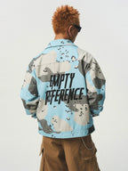 EMPTY REFERENCE Blue Camouflage Pockets Work Jacket