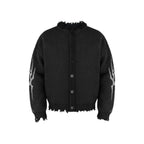 ANTIDOTE Distressed Frayed Tribal Print Knit Cardigan