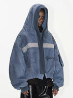BLIND NO PLAN Washed Distressed MA-1 Work Jacket