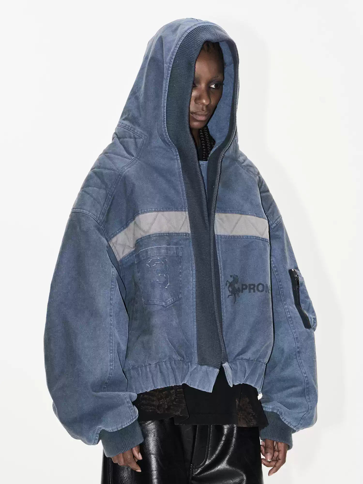 BLIND NO PLAN Washed Distressed MA-1 Work Jacket