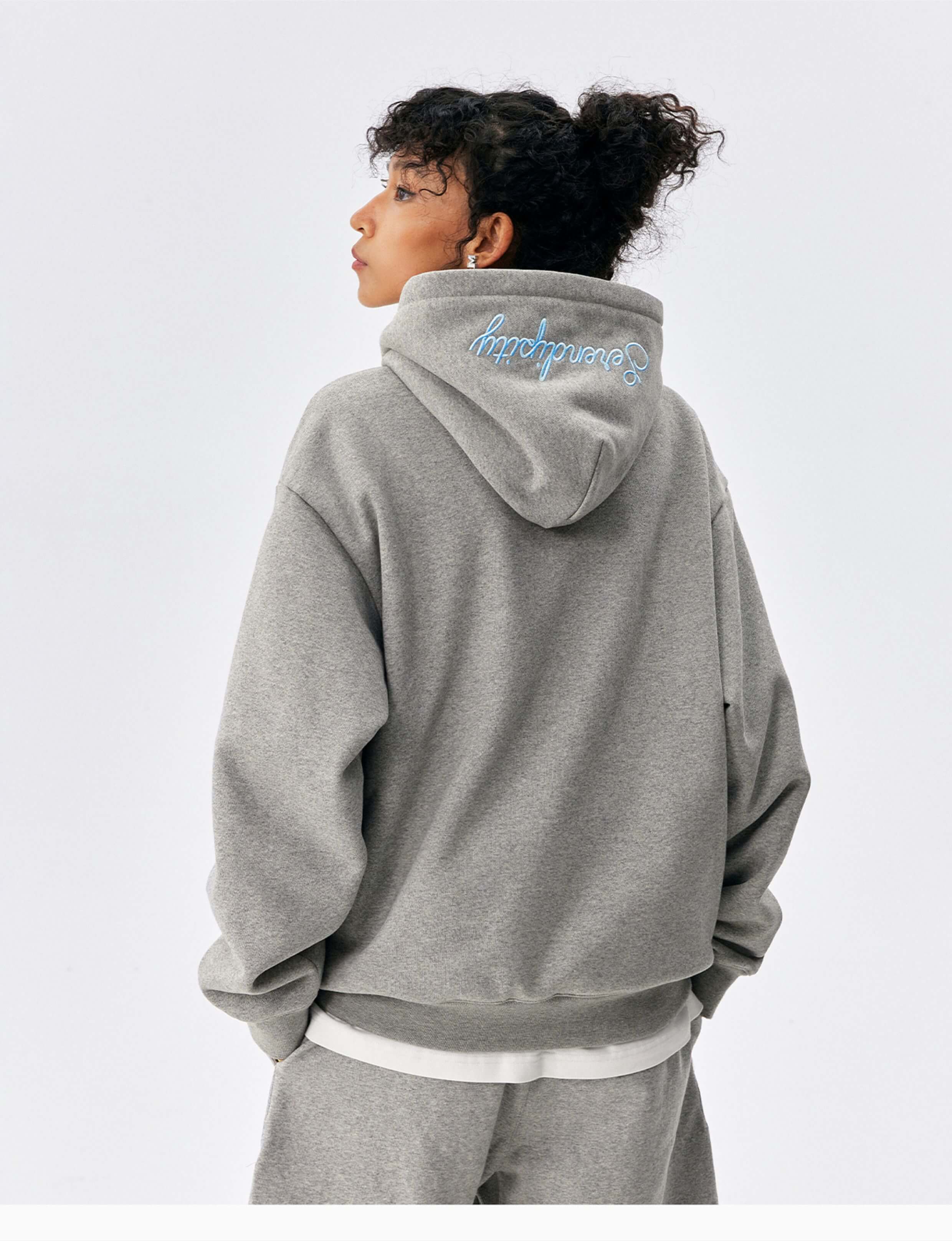 MEDM Basic One Point Embroidered Logo Oversized Hoodie