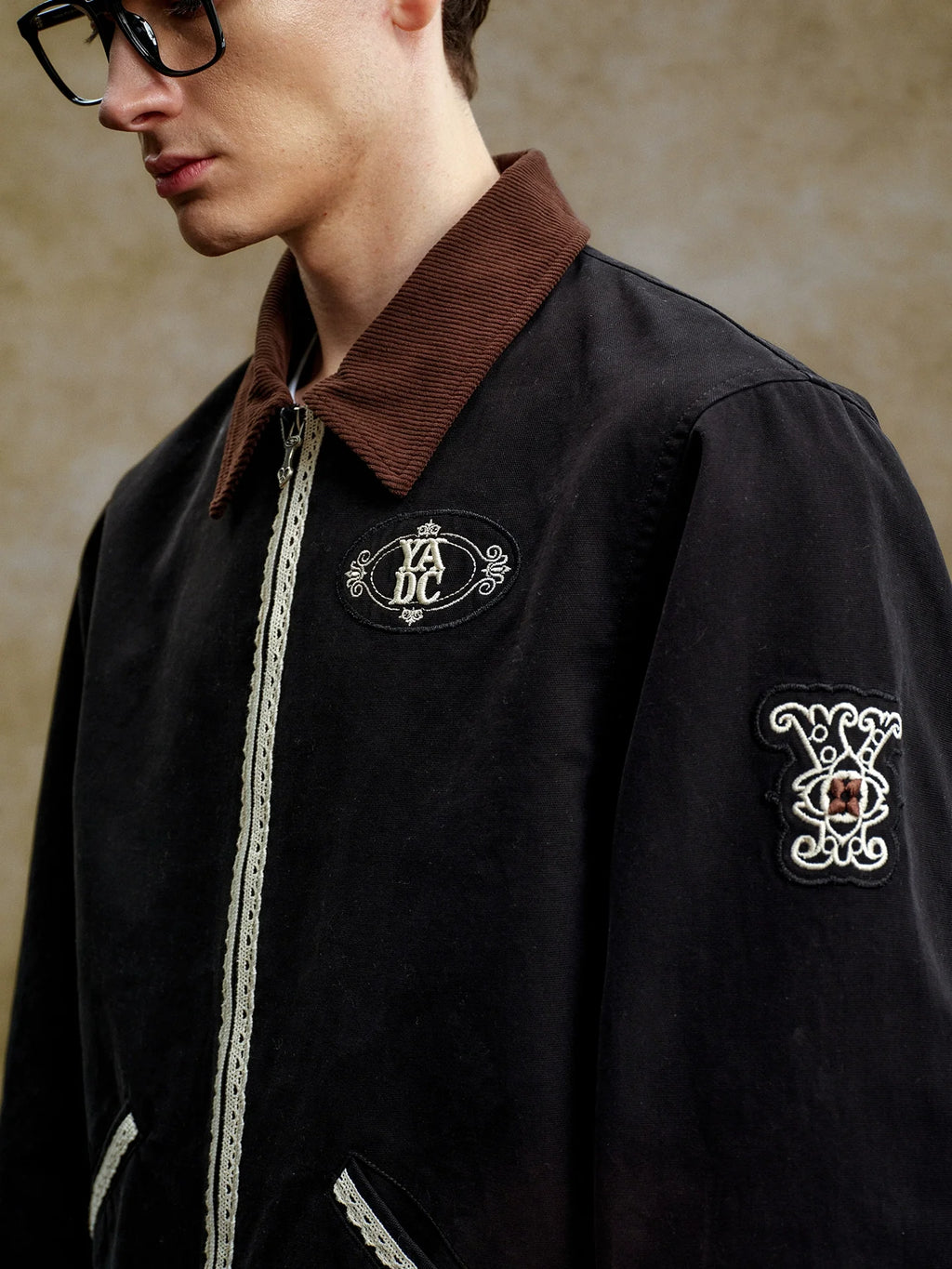YADcrew Lace Line Embroidered Work Jacket