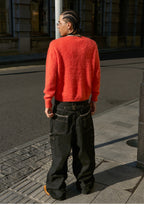STEEPC Wool Blend Heart Patch Knit Sweater
