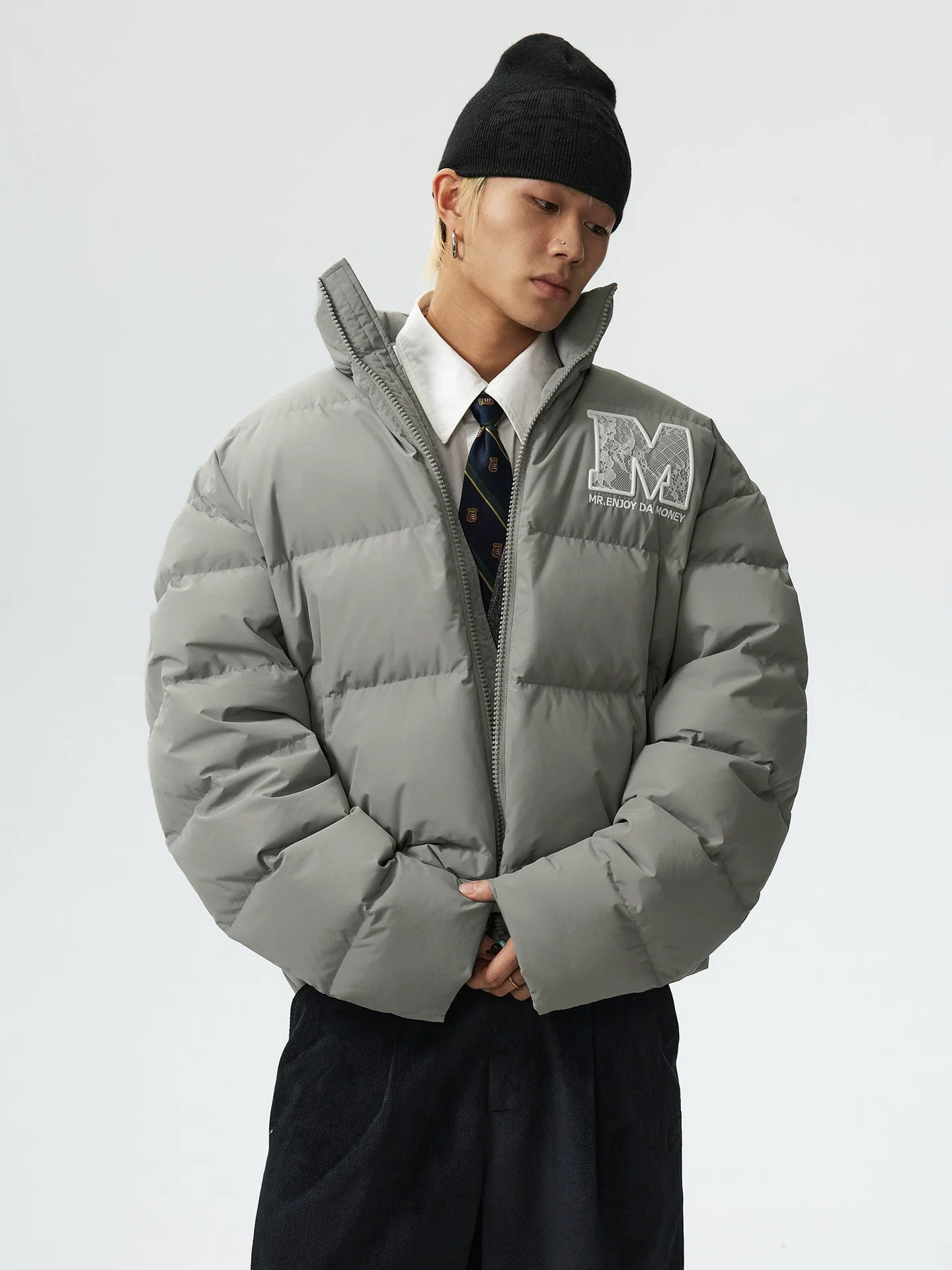 MEDM 3D Embroidered Lace Puffer Jacket