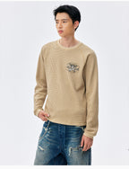 MEDM Angel Print Waffle Long Sleeve Tee