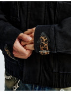 MEDM Leopard Collar Belted Work Jacket