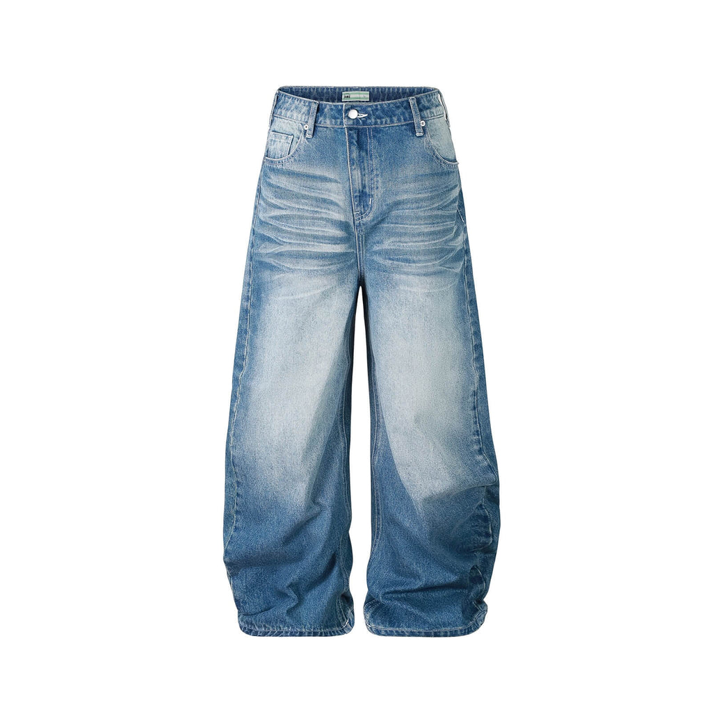S45 Slanted Panel Curved Washed Jeans