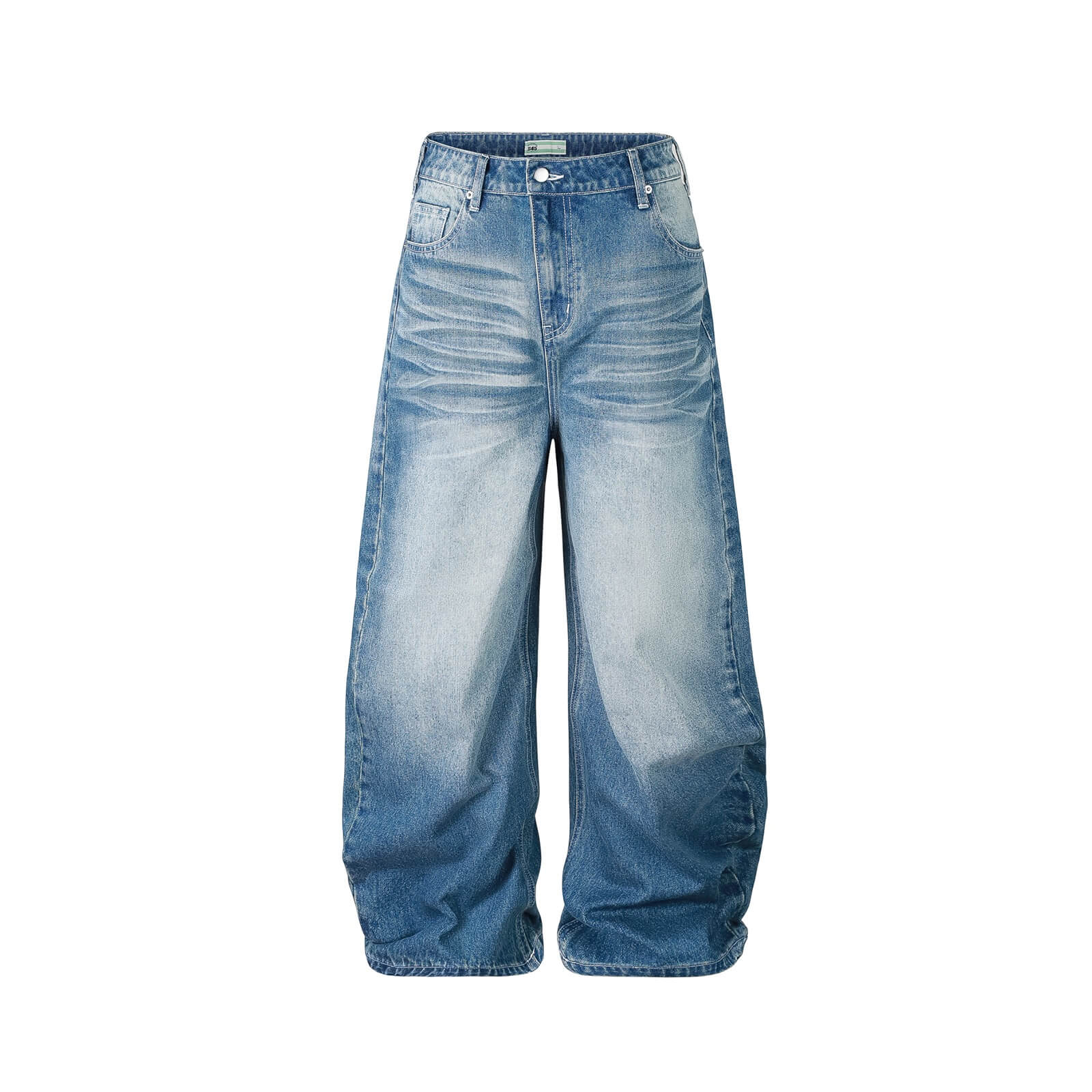 S45 Slanted Panel Curved Washed Jeans