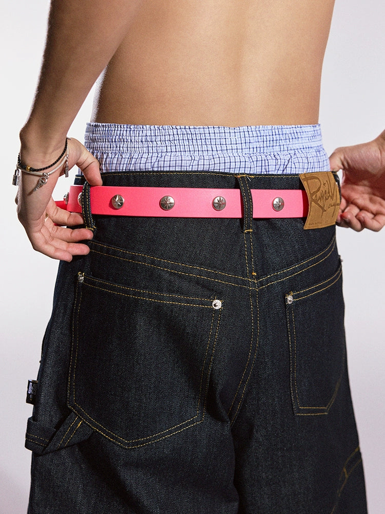 Remedy Neon Metal Studded Leather Belt