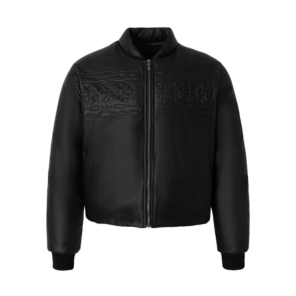 YADcrew Embossed PU Leather Down Jacket